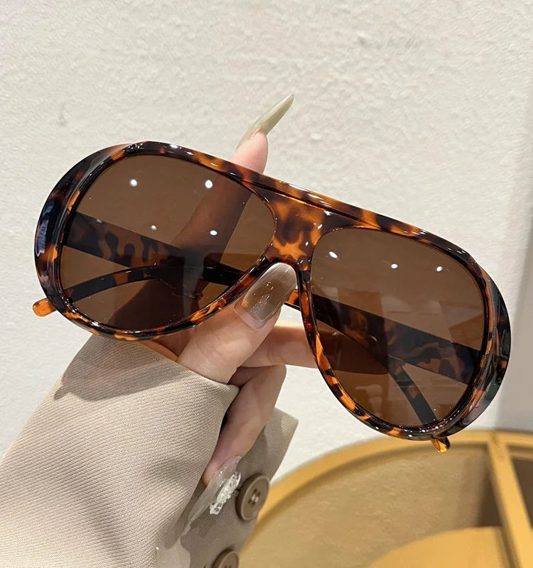 Fashion Double Bridges Pilot Sunglasses Women Large Frame Shades