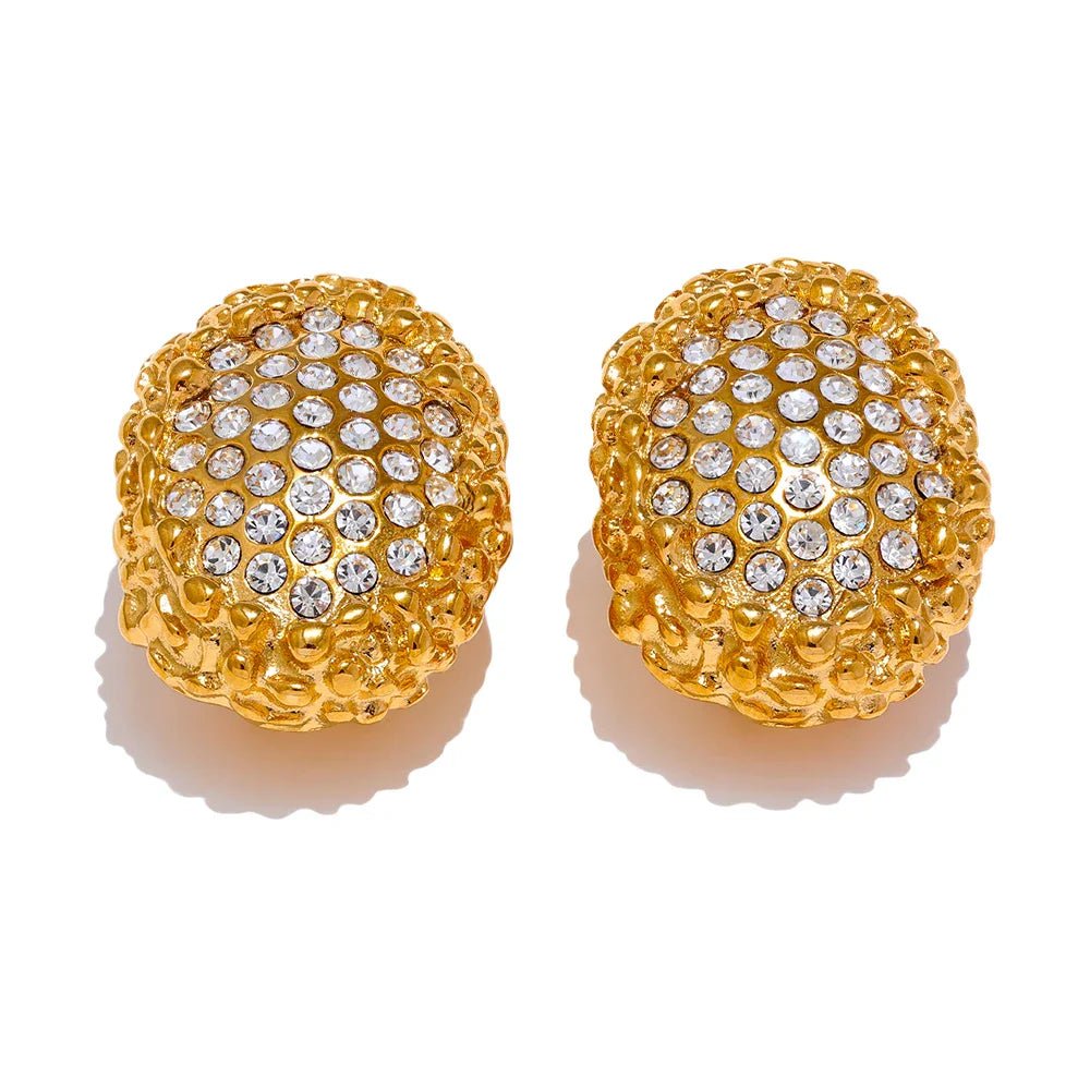 18k Ear Clip Gold Statement Earrings - Oreela