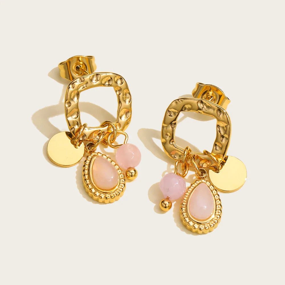 Gold Stud Earrings with Charms - Oreela