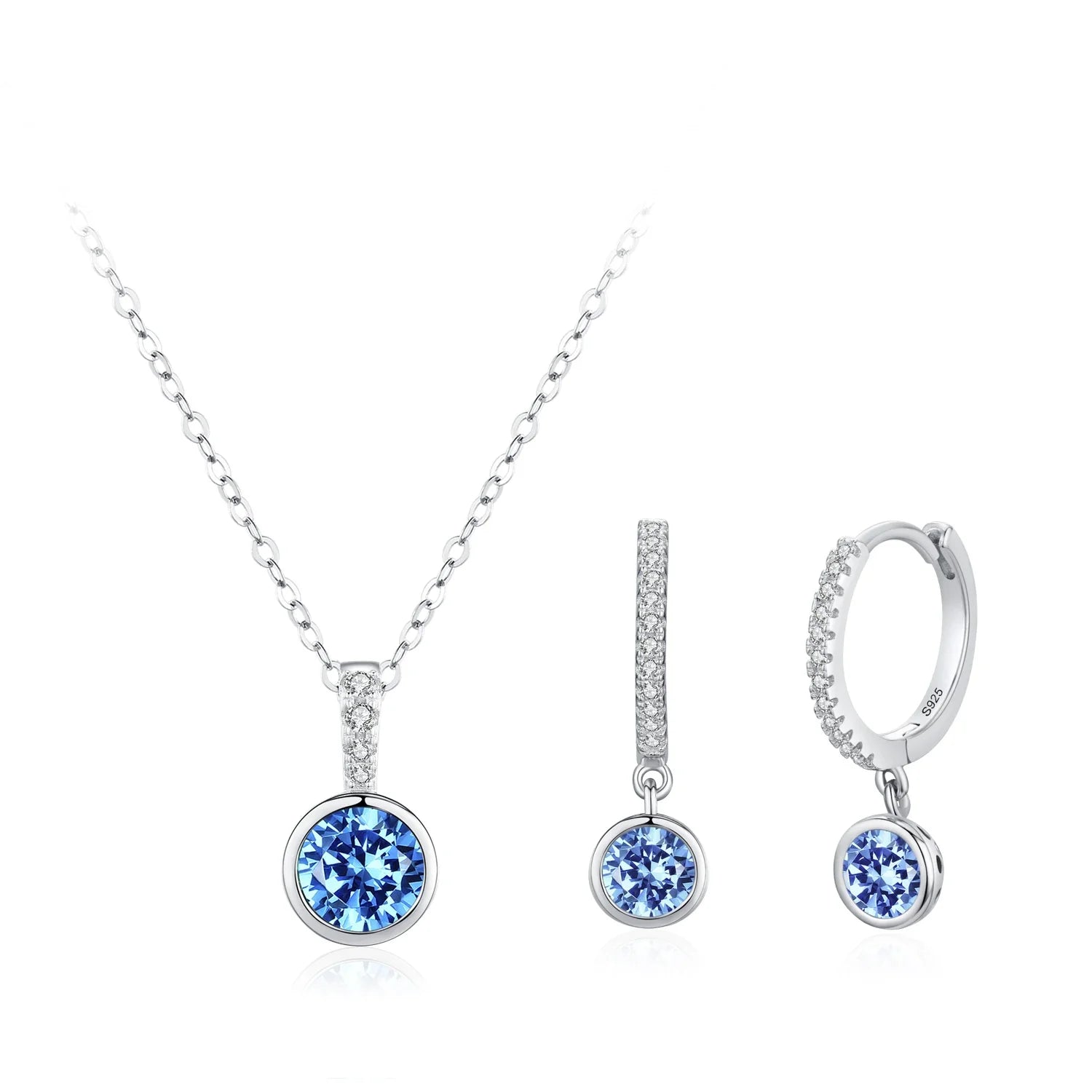 925 Sterling Silver Blue Zirconia Jewelry Set - Oreela