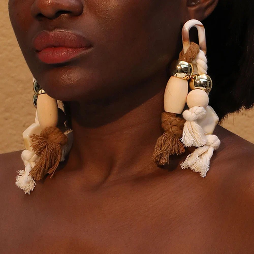 Handmade Beaded Tassel Earrings - Oreela