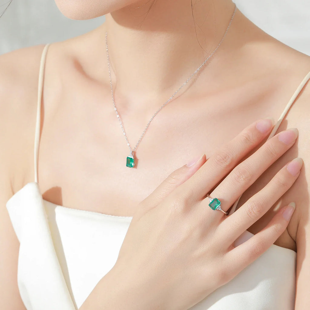 Blue - Green Zircon Silver Jewelry Set - Oreela