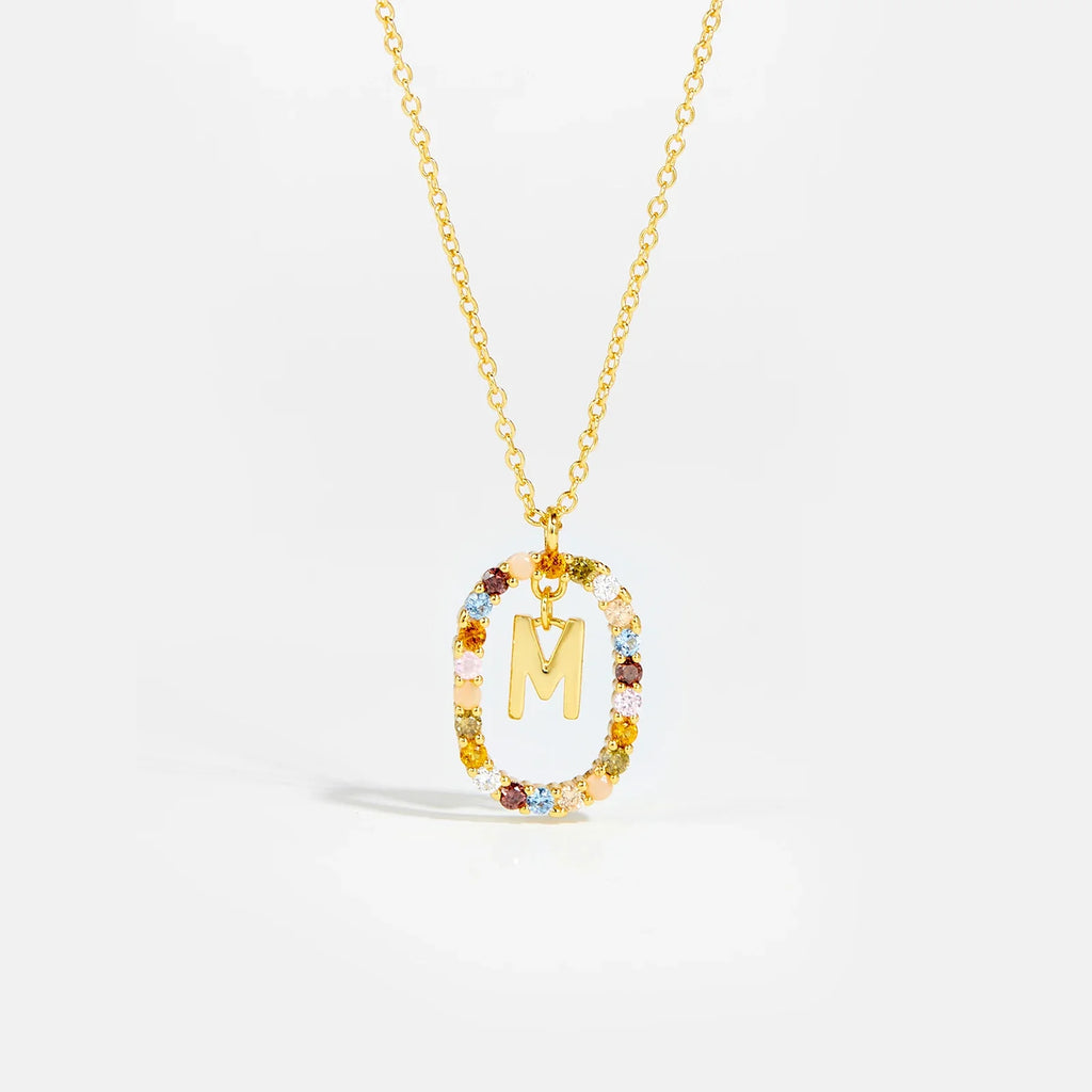 Sterling Gold Letter Pendant Necklace - Oreela