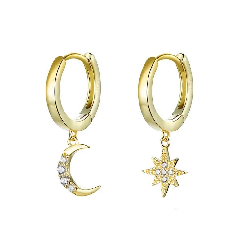 Moon & Star Charm Earrings - Oreela