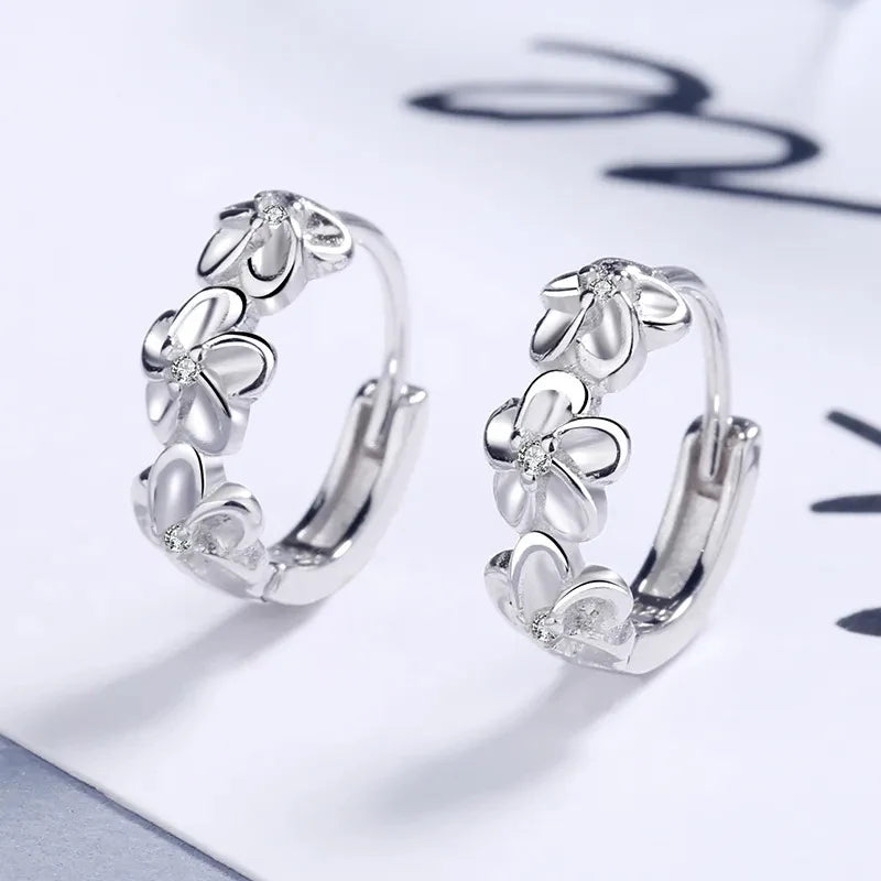 Silver Blossom Hoops