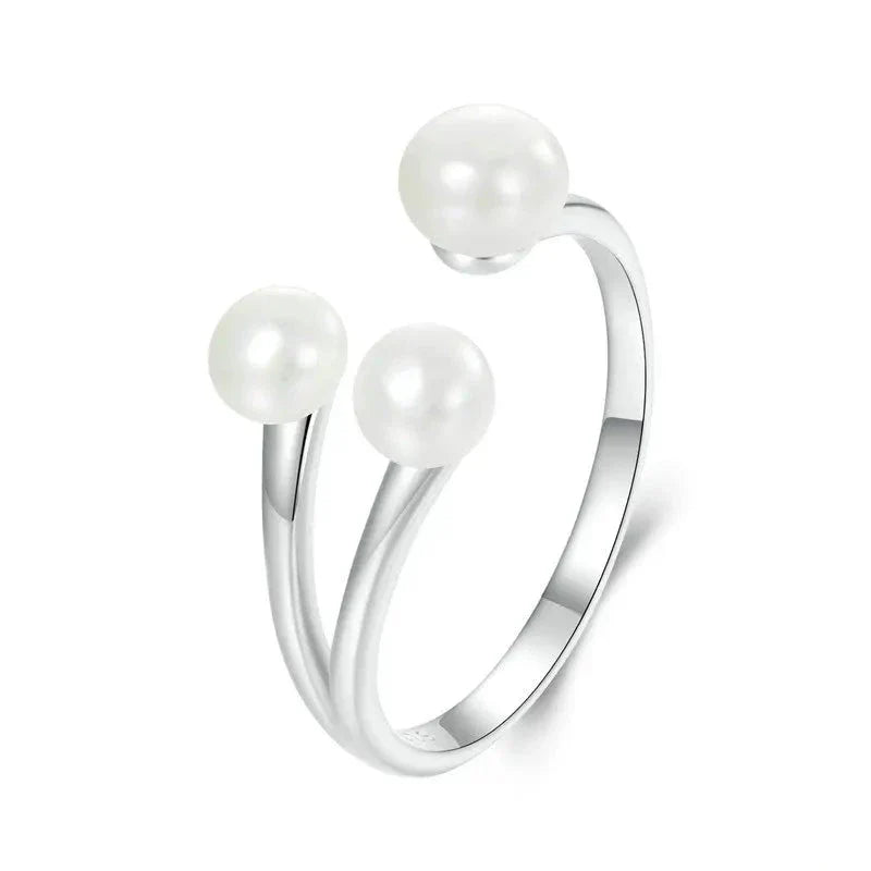 White Gold Pearl Ring - Oreela