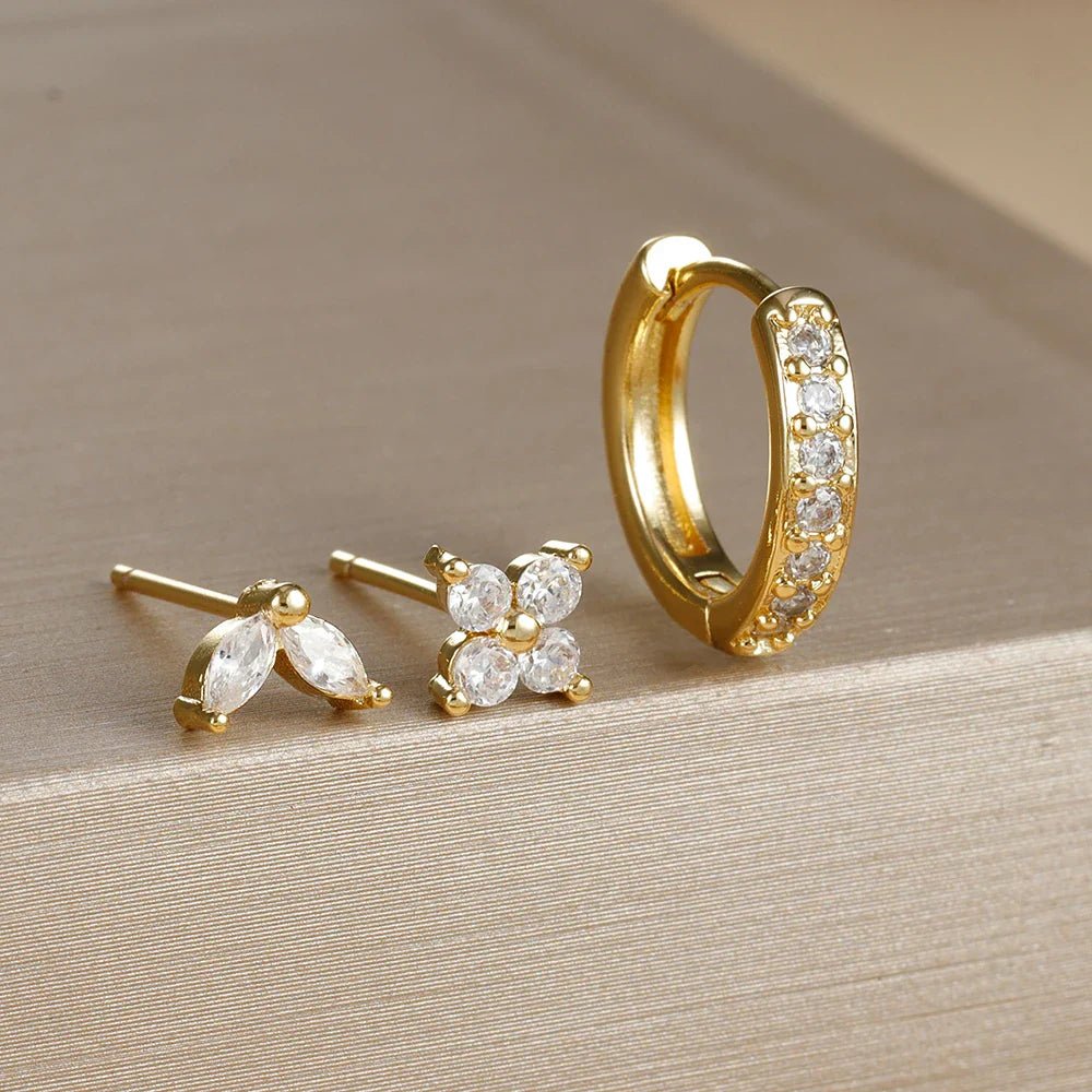 Flower Hoop Earrings Set - Oreela