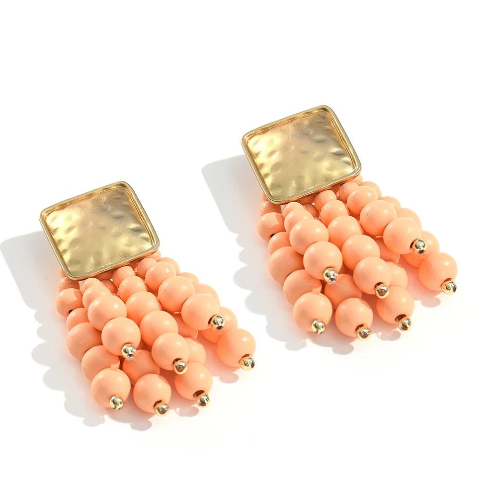 Wooden Beaded Bohemian Earrings - Oreela