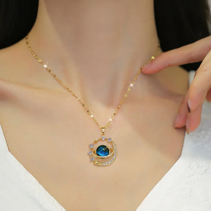 Celestial Sun, Moon & Star Pendant Necklace