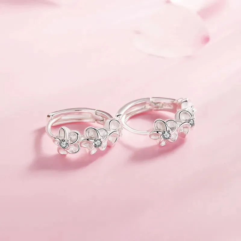 Silver Blossom Hoops