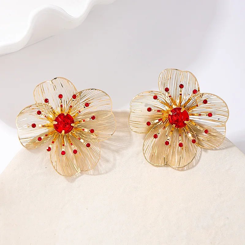 Glass Flower Stud Earrings - Oreela