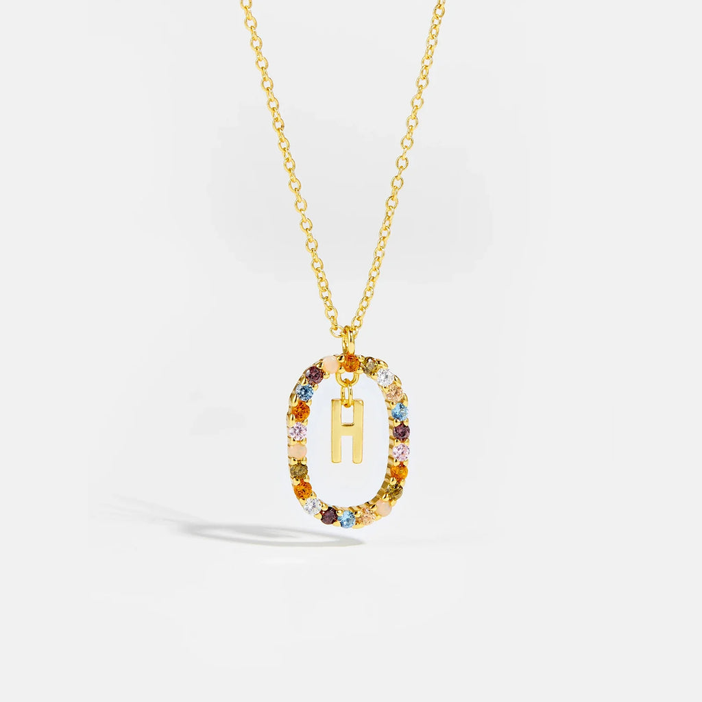 Sterling Gold Letter Pendant Necklace - Oreela