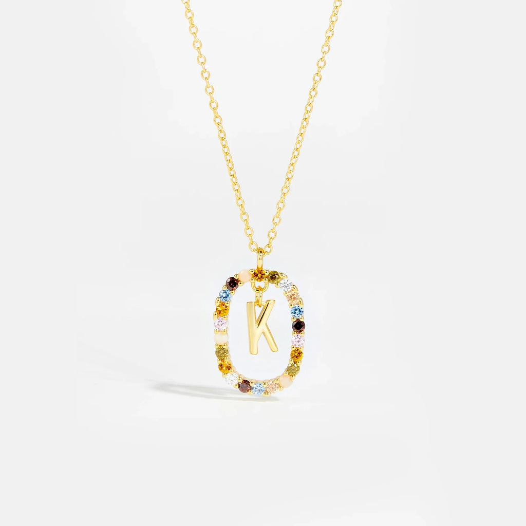 Sterling Gold Letter Pendant Necklace - Oreela
