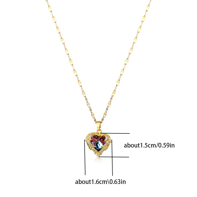Colorful Crystal Ocean Heart Pendant