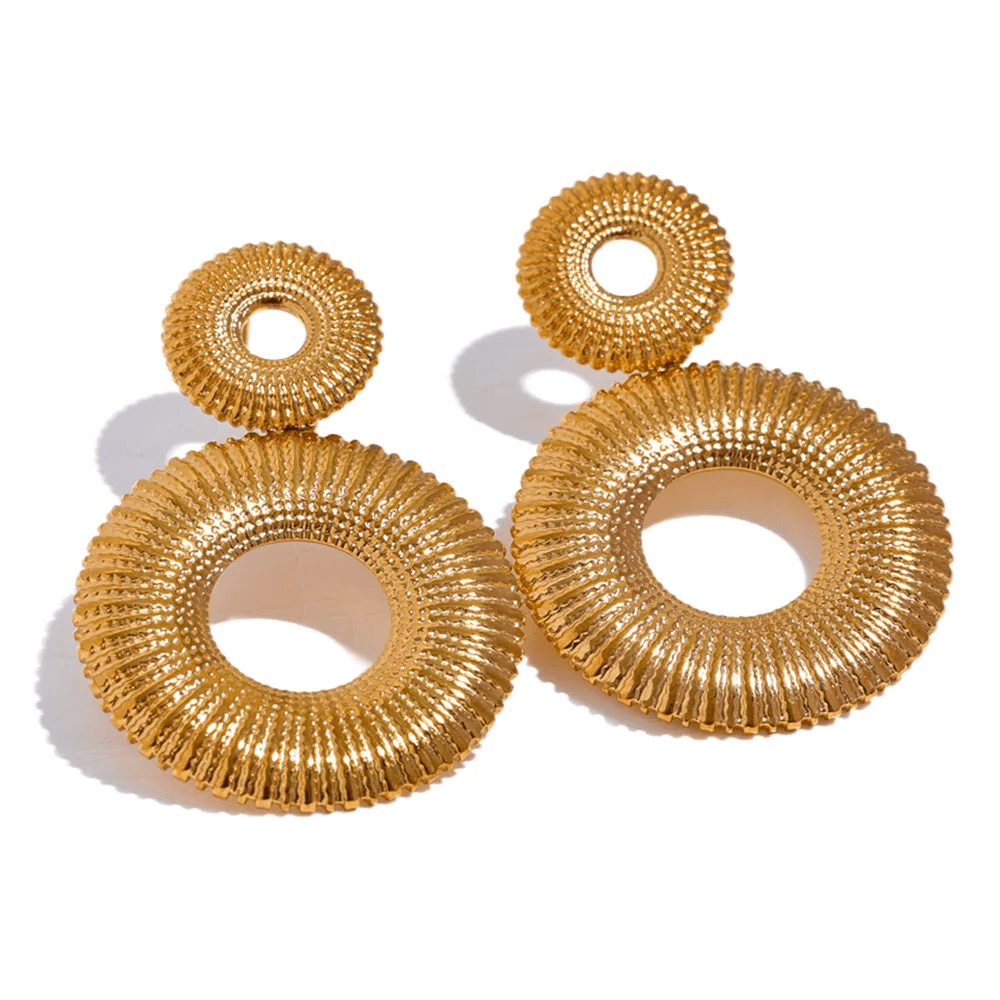 Golden Spiral Drop Earrings - Oreela