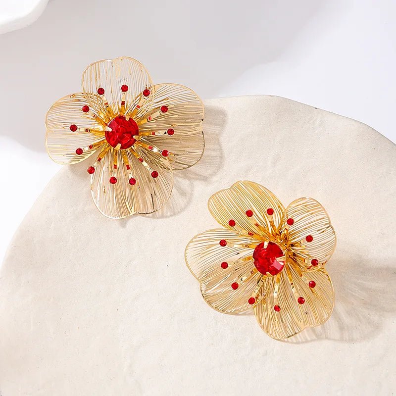 Glass Flower Stud Earrings - Oreela