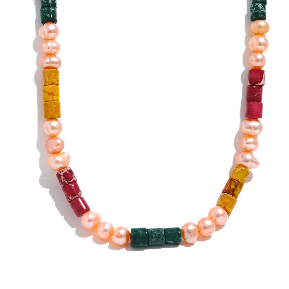 Pink Pearl Beaded Necklace - Oreela
