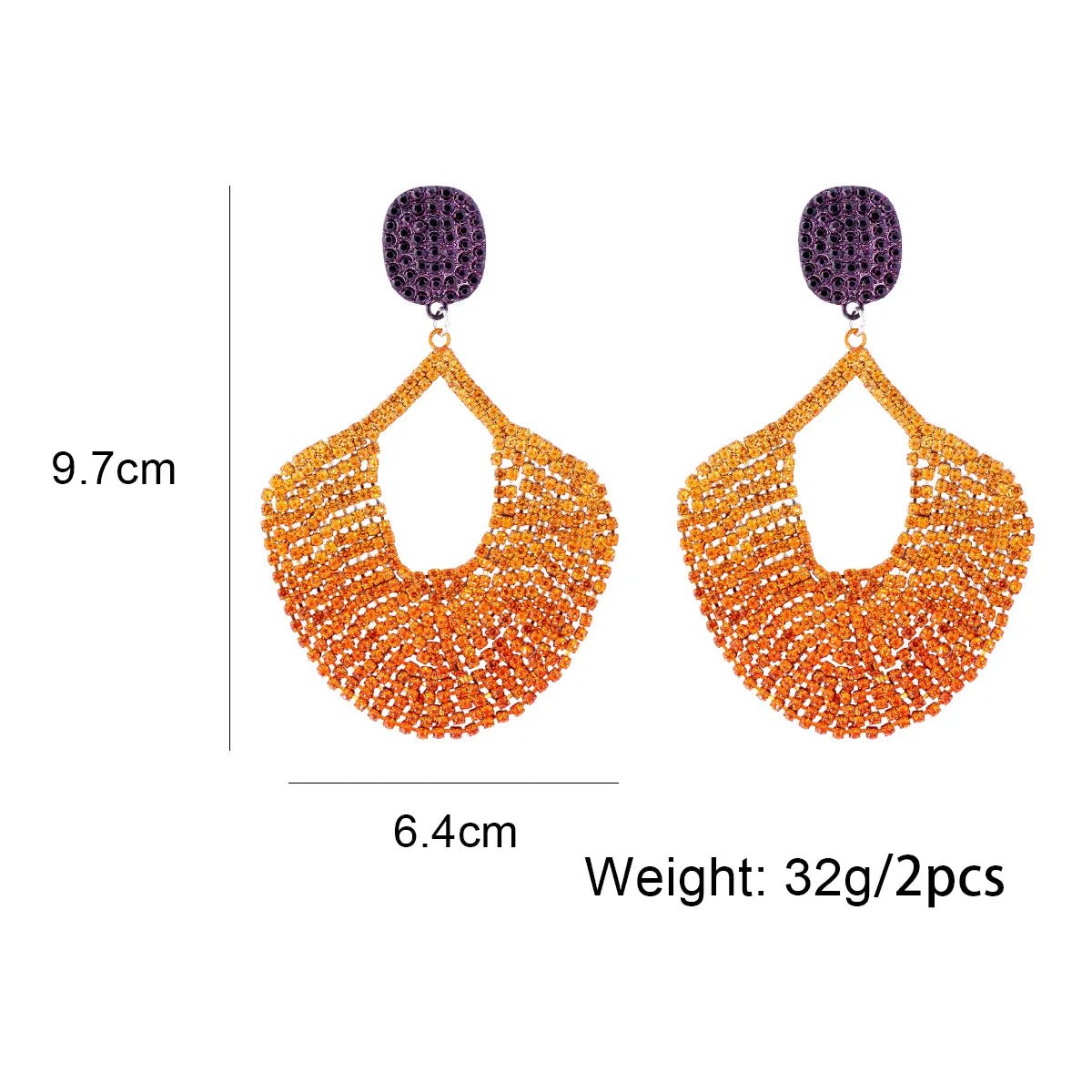 Vintage Crystal Fan Tassel Earrings - Oreela