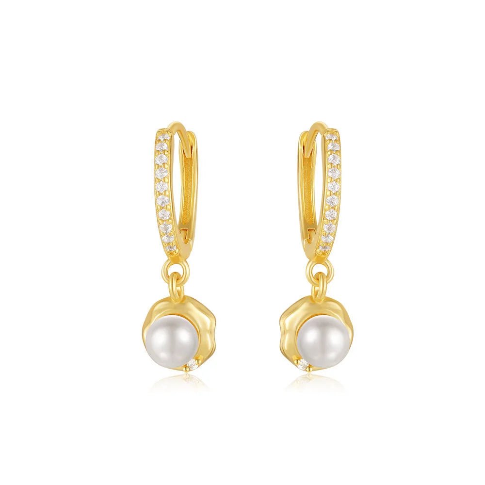 Pearl Drop Hoops - Oreela