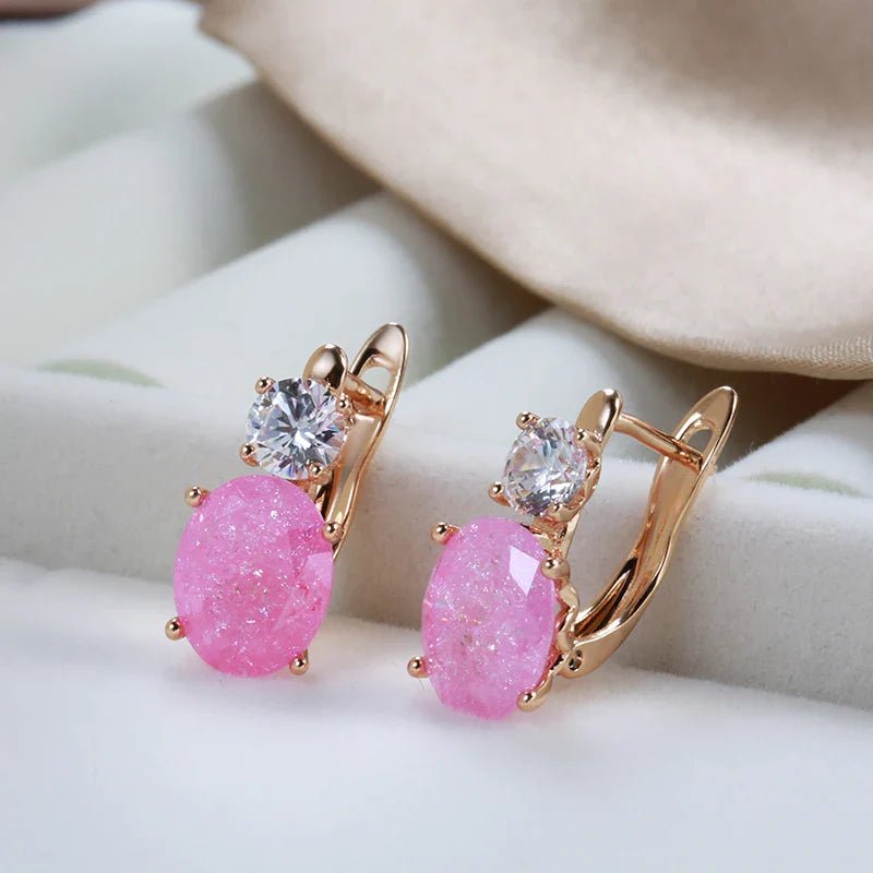 Pink Frosted Zircon Drop Earrings - Oreela