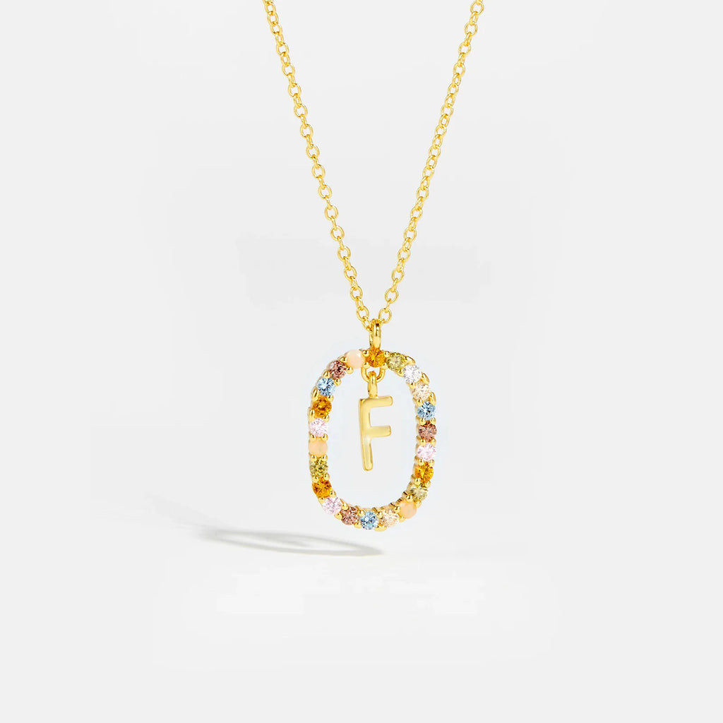 Sterling Gold Letter Pendant Necklace - Oreela