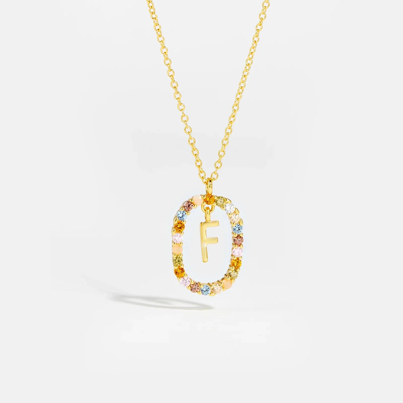 Sterling Gold Letter Pendant Necklace - Oreela