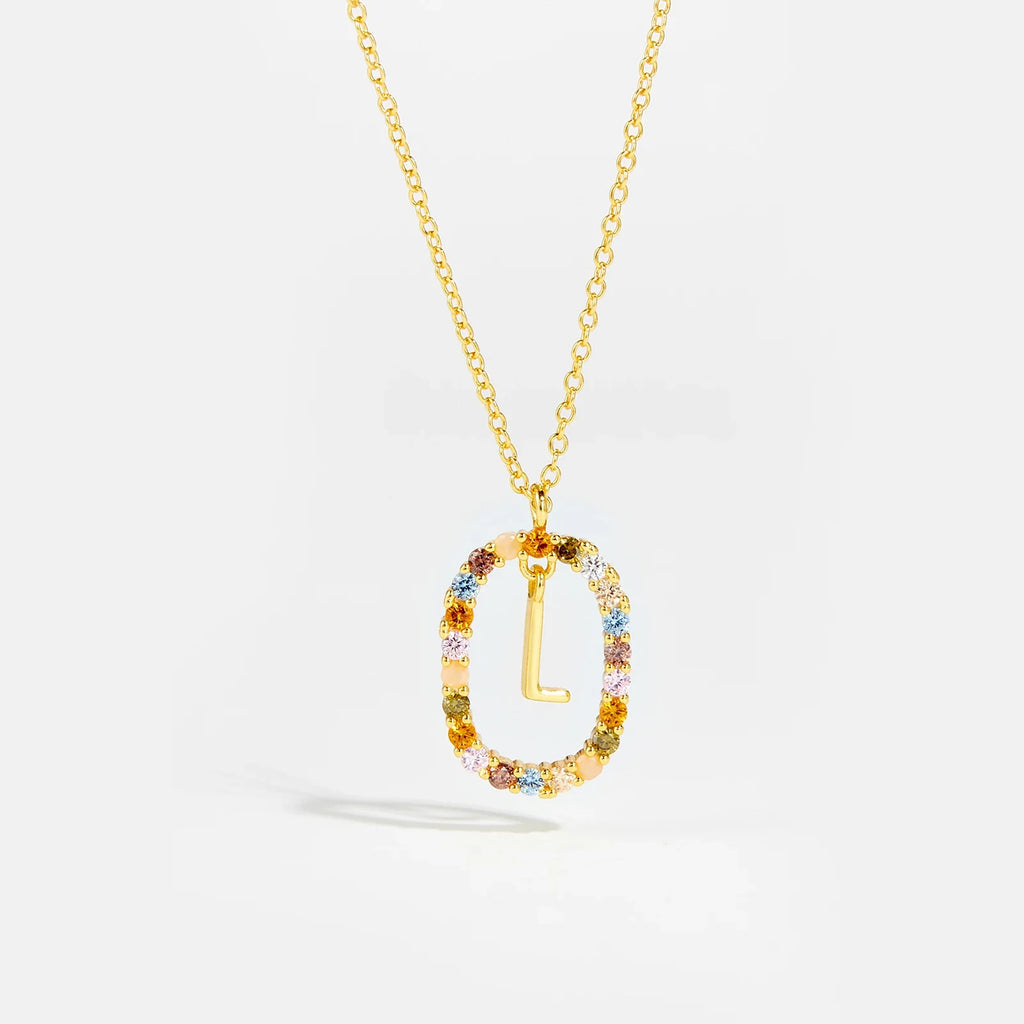 Sterling Gold Letter Pendant Necklace - Oreela