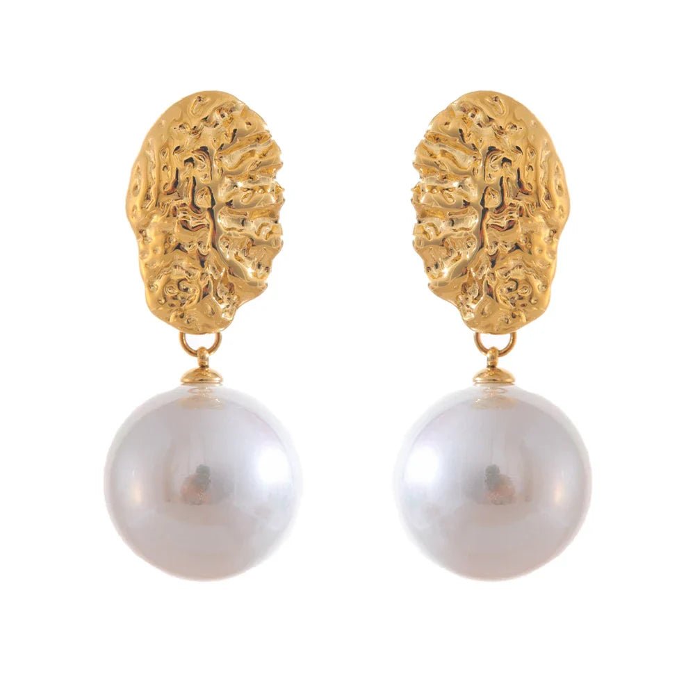 Pearl Geometric Drop Earrings - Oreela