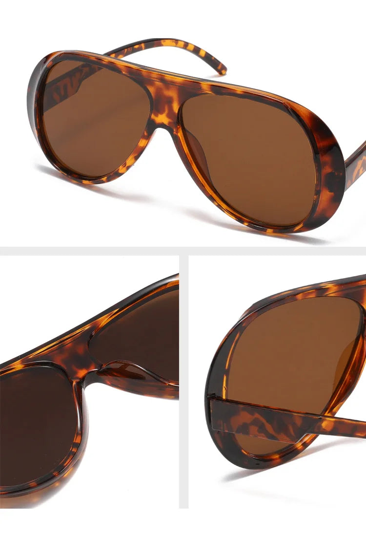 Fashion Double Bridges Pilot Sunglasses Women Large Frame Shades