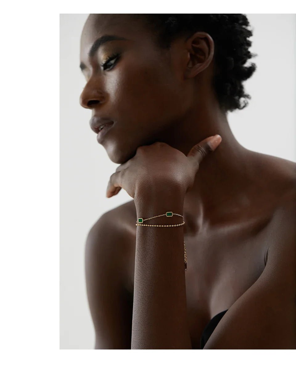 Gold Charm Bangle Bracelet - Oreela