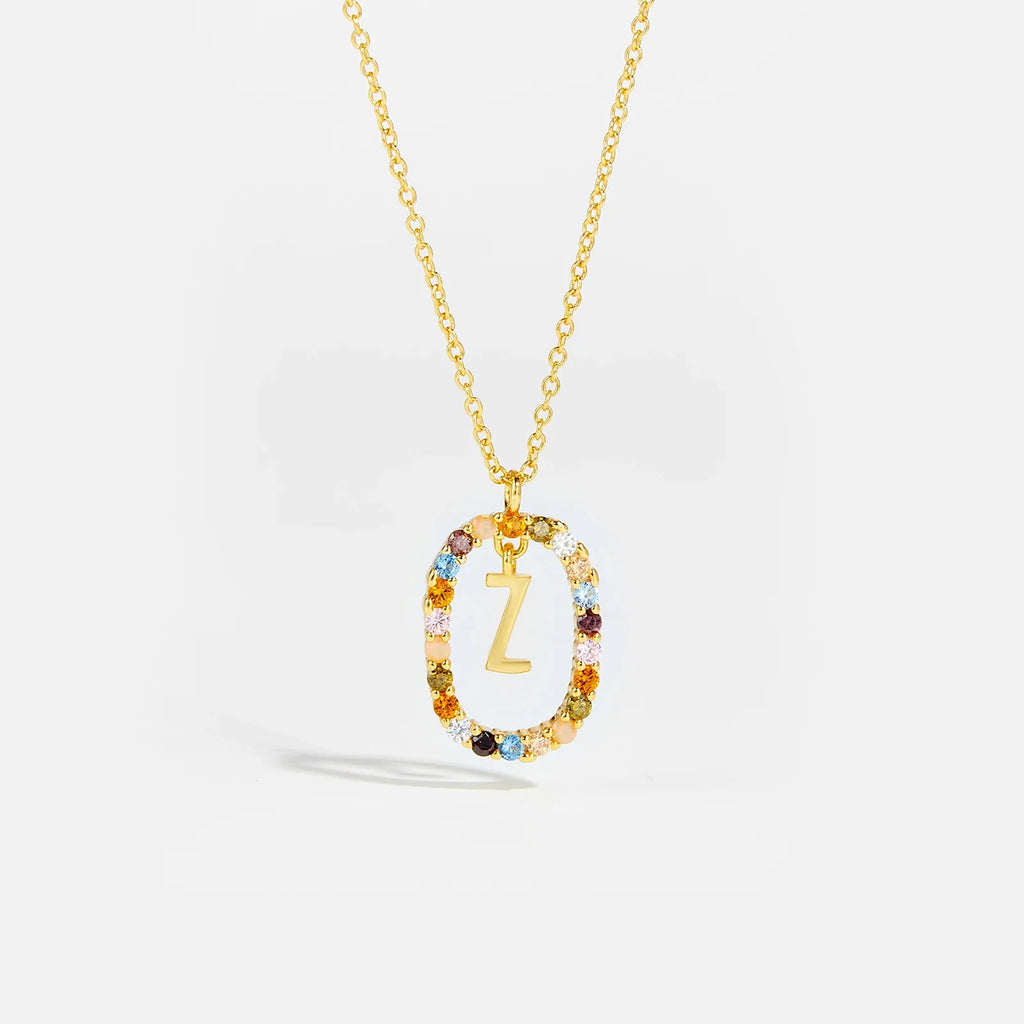 Sterling Gold Letter Pendant Necklace - Oreela