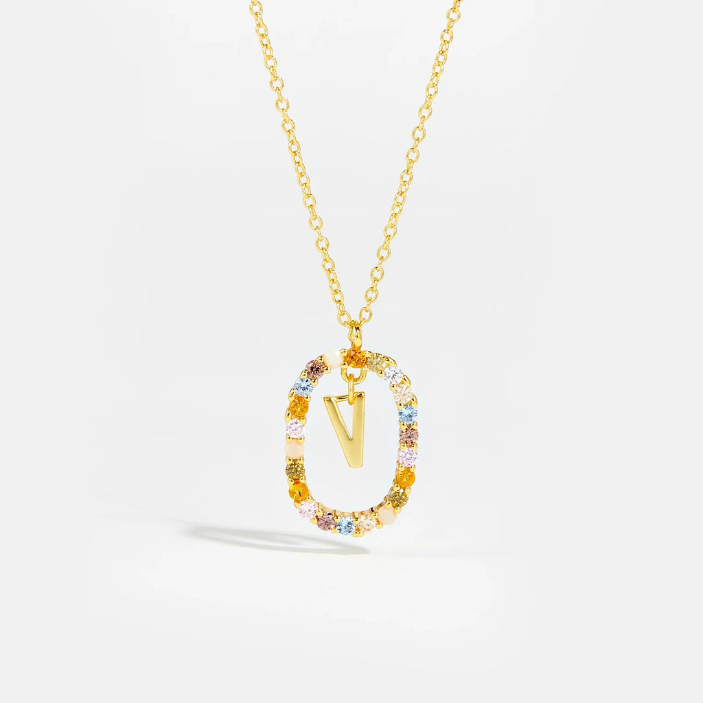 Sterling Gold Letter Pendant Necklace - Oreela