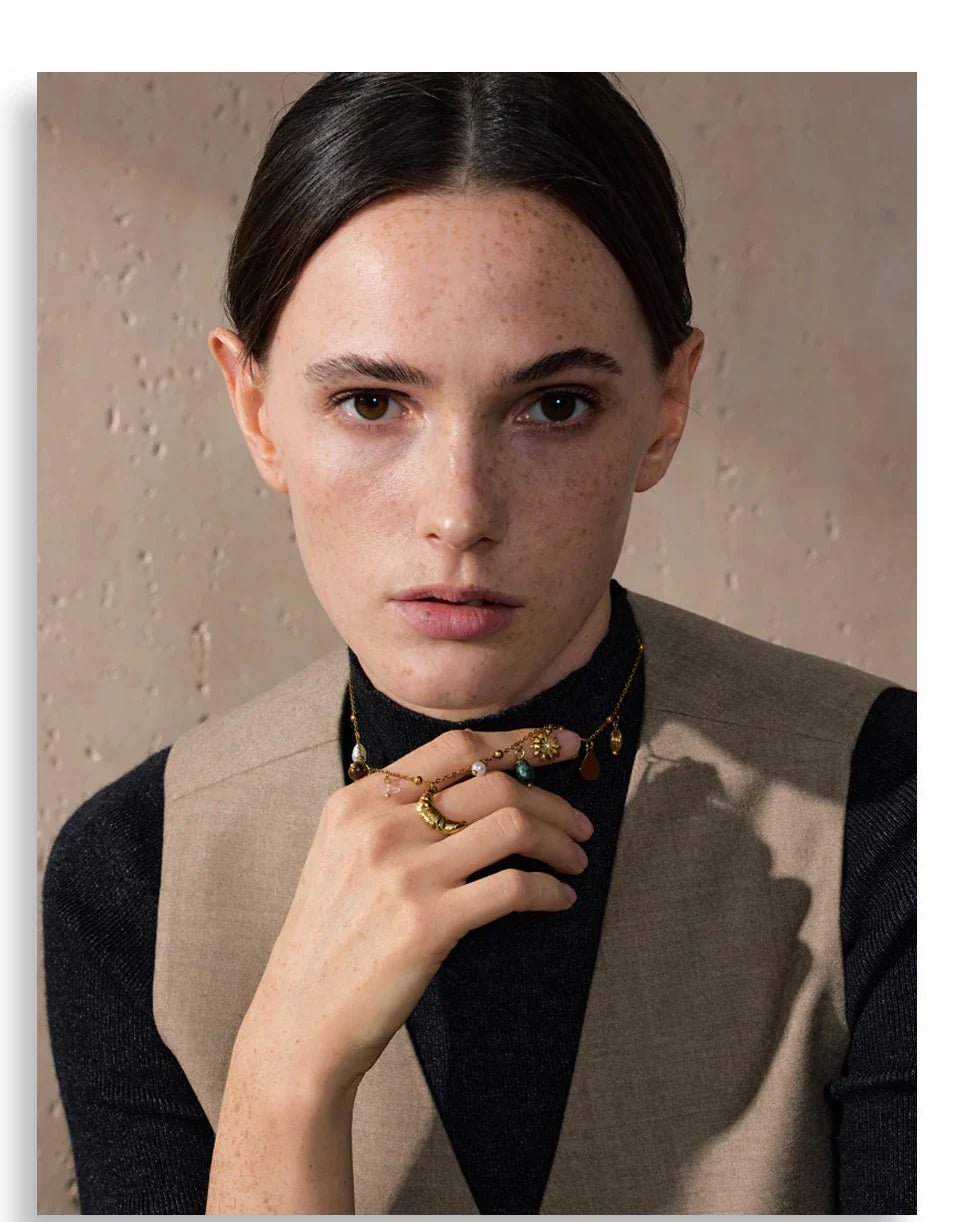 Moon & Pearl Drop Necklace - Oreela