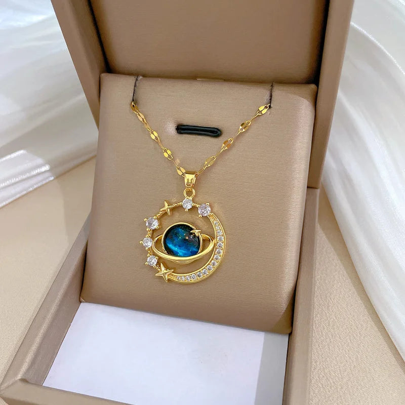 Celestial Sun, Moon & Star Pendant Necklace