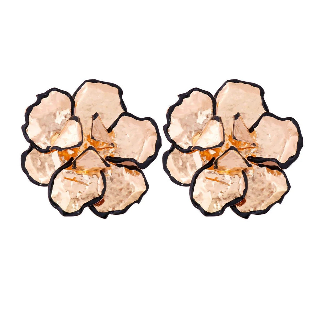 Irregular Metal Flower Earrings - Oreela