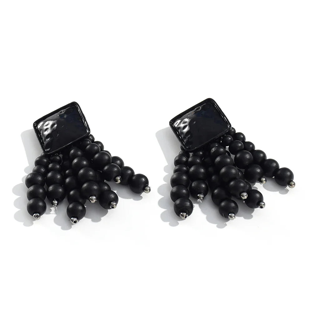 Wooden Beaded Bohemian Earrings - Oreela