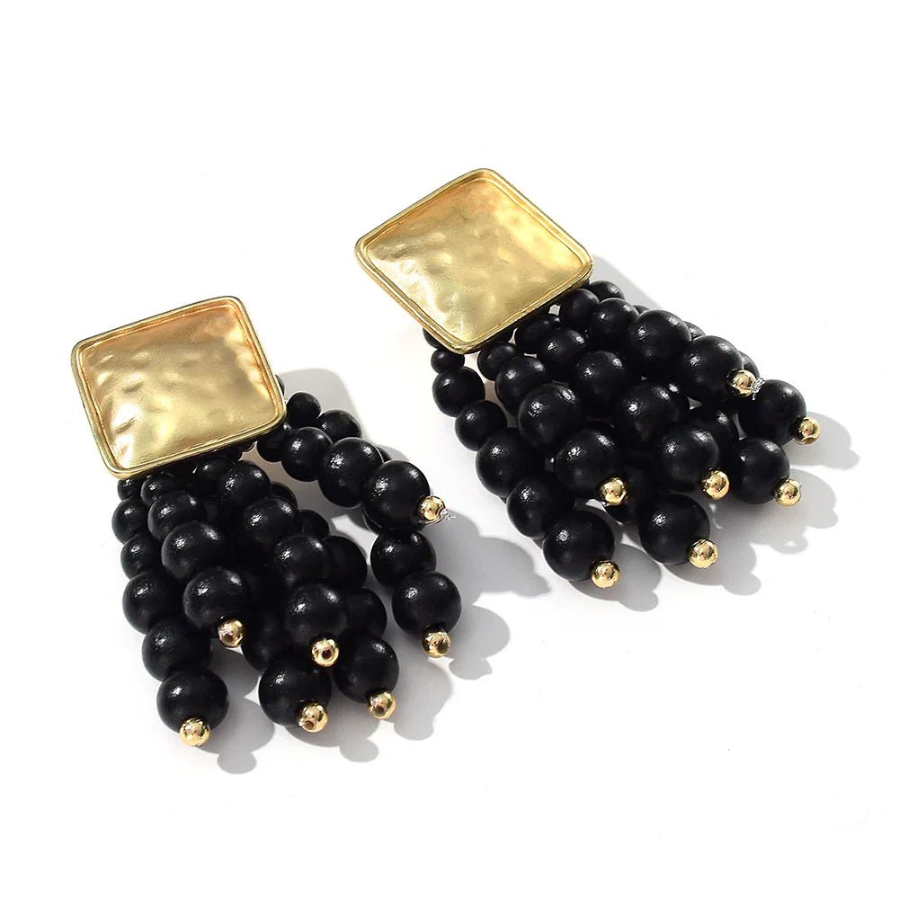 Wooden Beaded Bohemian Earrings - Oreela