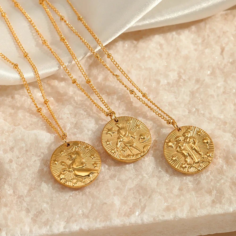 Zodiac Golden Amulet Necklace - Oreela
