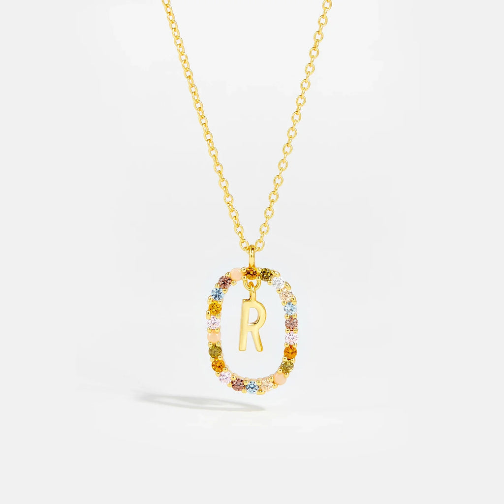 Sterling Gold Letter Pendant Necklace - Oreela