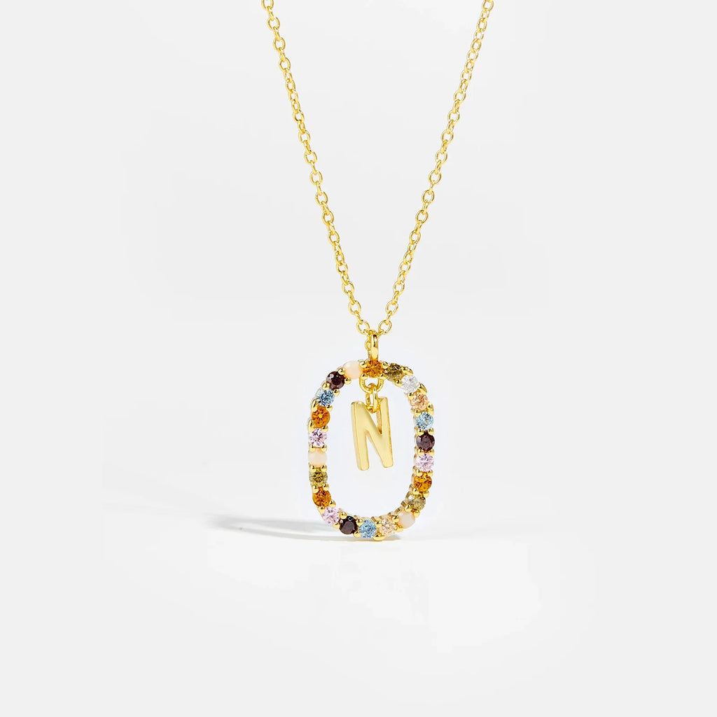 Sterling Gold Letter Pendant Necklace - Oreela