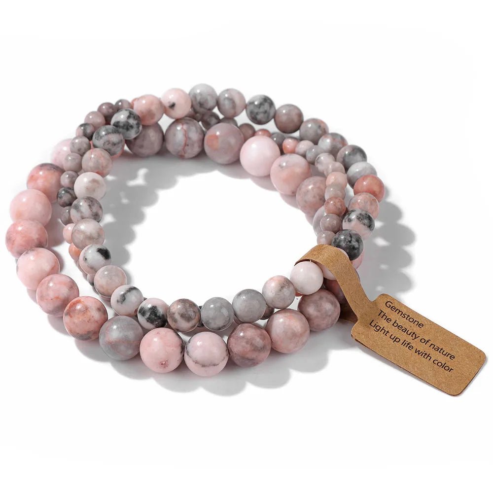 Rhodonite Beads Bracelet Set - Oreela