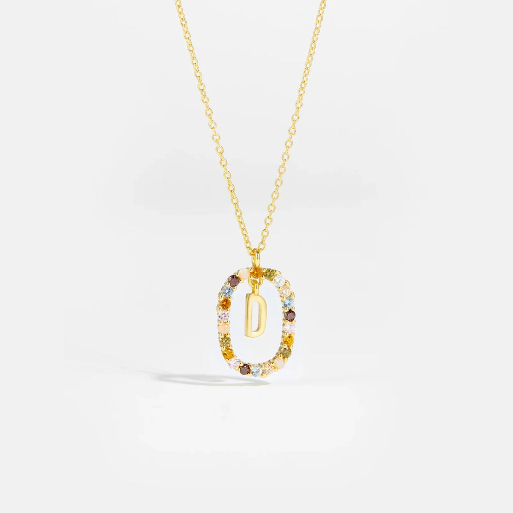 Sterling Gold Letter Pendant Necklace - Oreela