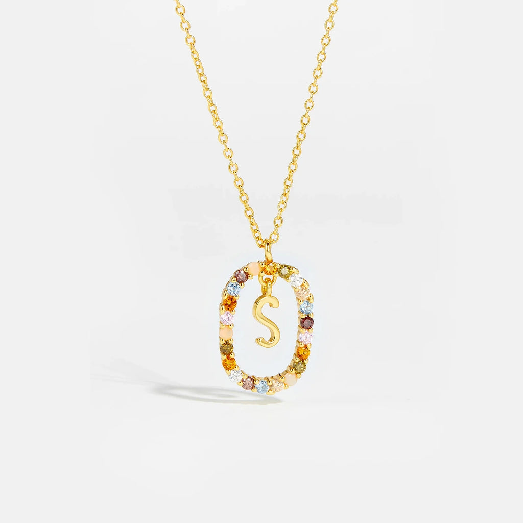 Sterling Gold Letter Pendant Necklace - Oreela
