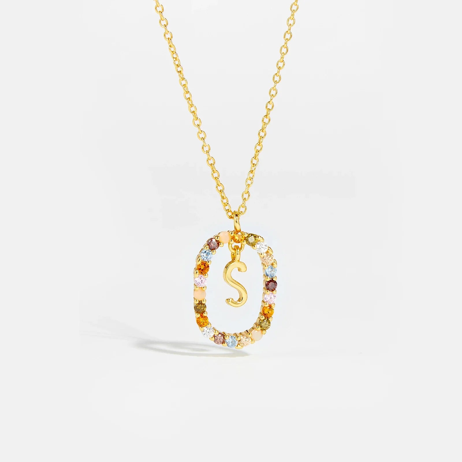 Sterling Gold Letter Pendant Necklace - Oreela