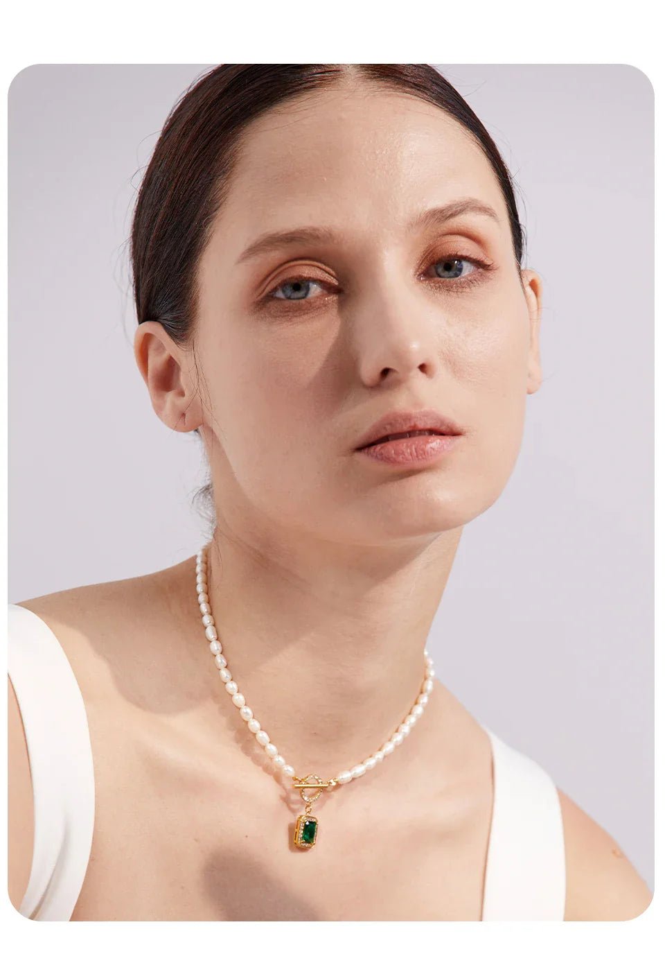 Pearl & Zirconia Pendant Necklace - Oreela