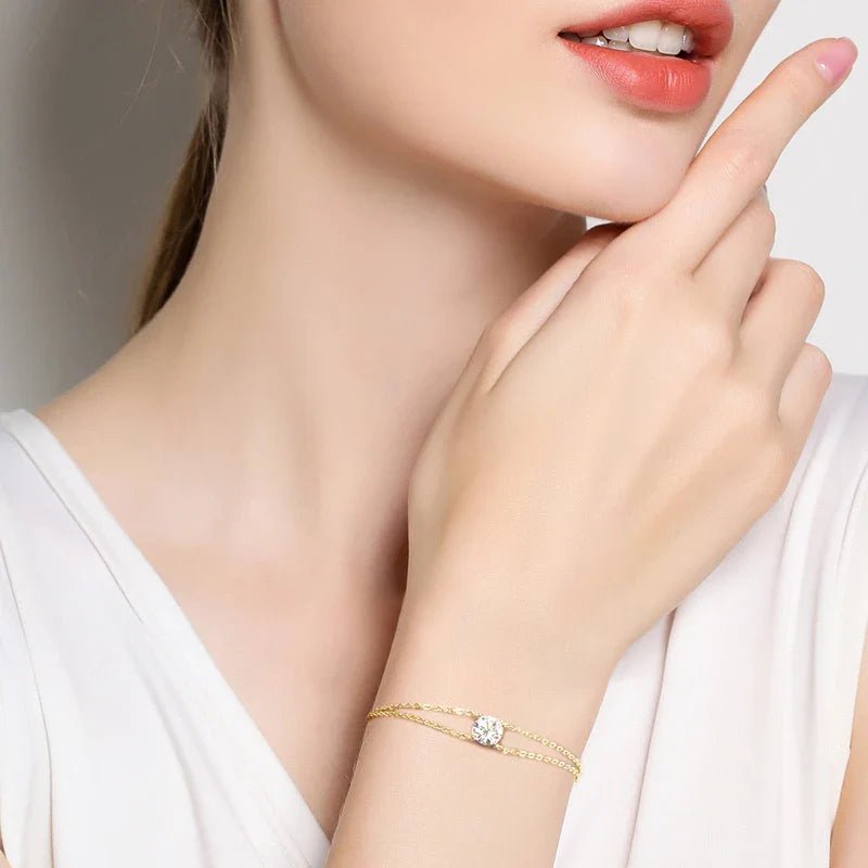 Moissanite Double Chain Bracelet - Oreela