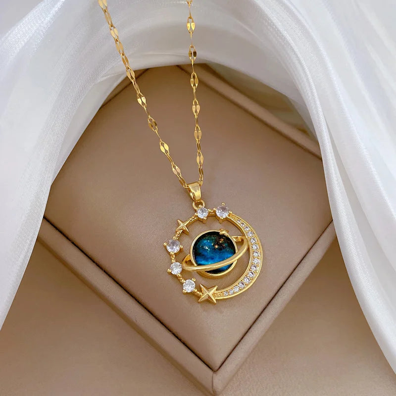 Celestial Sun, Moon & Star Pendant Necklace