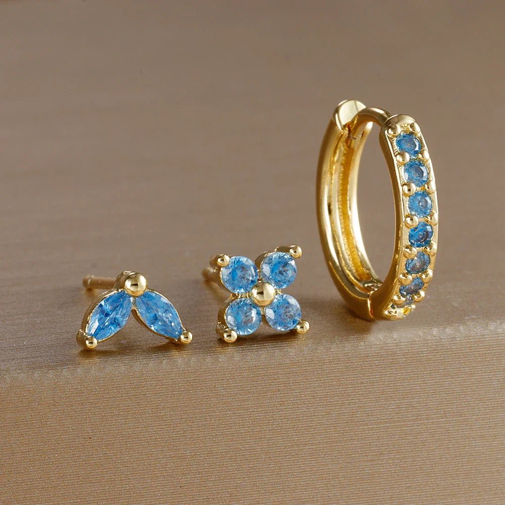 Flower Hoop Earrings Set - Oreela