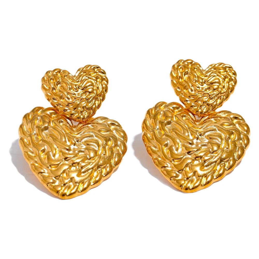 Textured Heart Earrings - Oreela