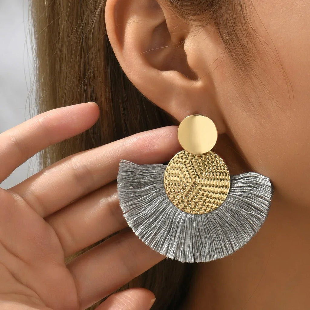 Boho Fan Tassel Earrings - Oreela